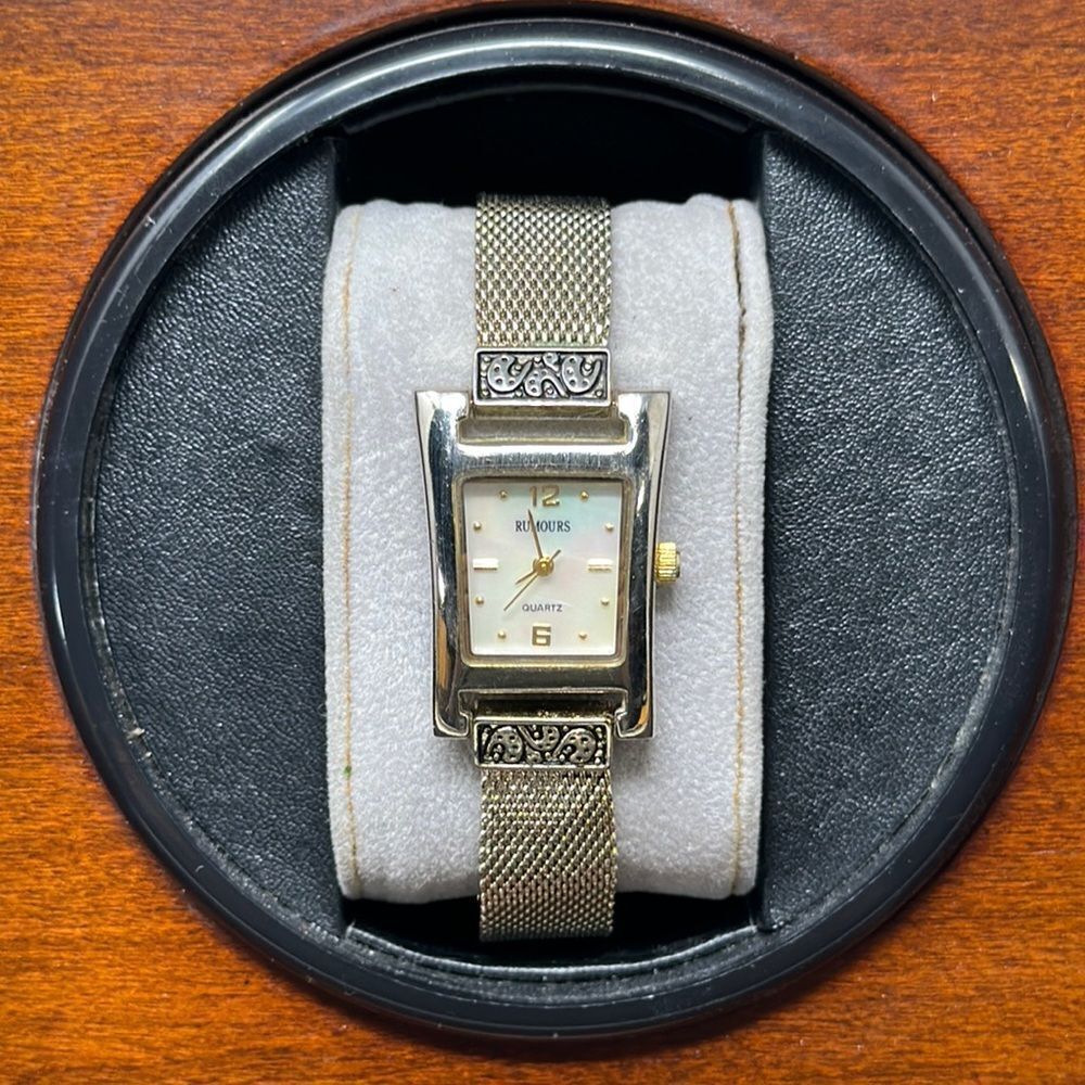 Rumours mother of pearl watch with mesh band